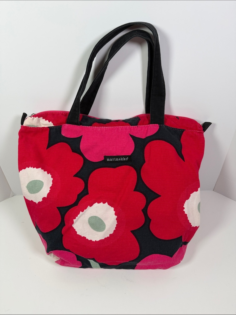 Marimekko Red, Black & White Unikko Canvas Tote